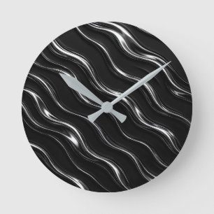 Flüssiges Chrome-Bewegungsmuster   Futuristische F Runde Wanduhr