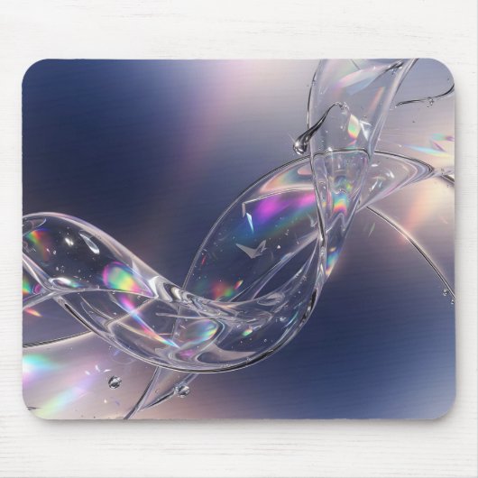 Flüssiges Glas Welliges Tröpfchen - Irisierend 3D  Mousepad (Vorne)