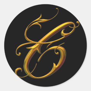 Flüssiges Gold-C-Monogramm Runder Aufkleber