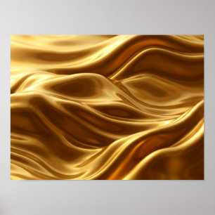Flüssiges Gold Metallisch Abstrakte Fließende Well Poster