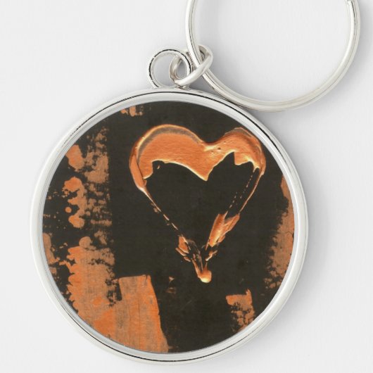 Flüssiges Kupferherz Schlüsselanhänger (Vorne)