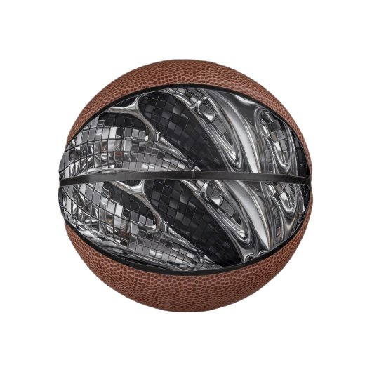 Flüssiges Silber-Chrom-Mosaik Mini Basketball (Vorderseite)