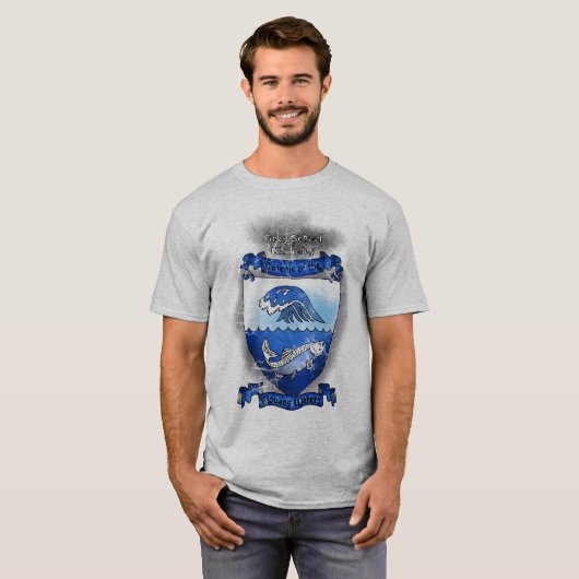 Flüssiges Wasser beunruhigte graues SchulShirt T-Shirt (Vorne ganz)