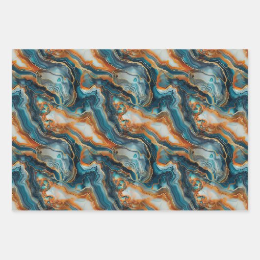 Flüssiggeologische Formationen mit dynamischer Blu Geschenkpapier Set (Vorderseite 3)