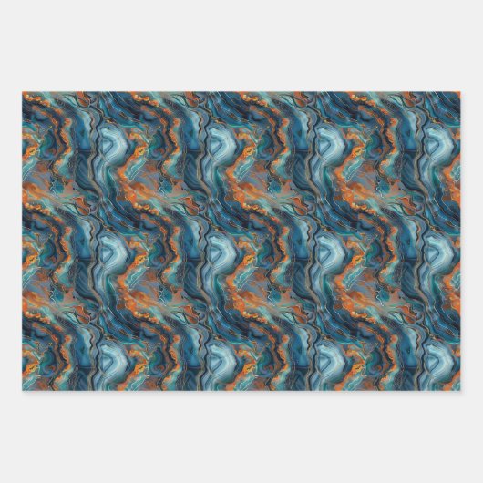 Flüssiggeologische Formationen mit dynamischer Blu Geschenkpapier Set (Vorderseite)