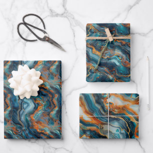 Flüssiggeologische Formationen mit dynamischer Blu Geschenkpapier Set