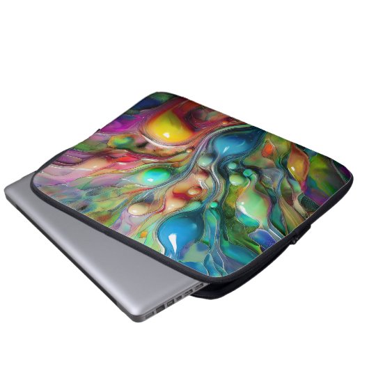 Flüssigkeit, Glossie, Blasen Laptopschutzhülle (Vorne Knopf)