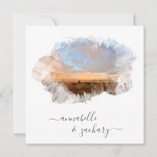 ** FLÜSSIGKEIT + UAWG - QR RAINBOW AR11 BEACH WEDD EINLADUNG (Vorderseite)