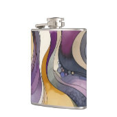 Flüssigkeitslinien lila und goldfarben, abstrakt flachmann (Links)