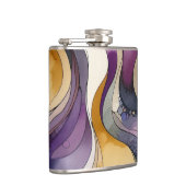 Flüssigkeitslinien lila und goldfarben, abstrakt flachmann (Rechts)