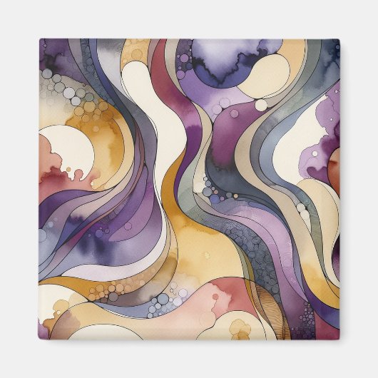 Flüssigkeitslinien lila und goldfarben, abstrakt magnet (Vorne)