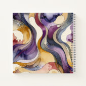 Flüssigkeitslinien lila und goldfarben, abstrakt notizblock (Rückseite)