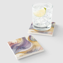 Flüssigkeitslinien lila und goldfarben, abstrakt steinuntersetzer