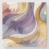 Flüssigkeitslinien lila und goldfarben, abstrakt steinuntersetzer (Vorderseite)