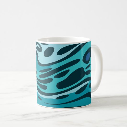 Flüssigkeitsplanung mit Blauer- und Aqua-Formen Kaffeetasse (VorderseiteRechts)
