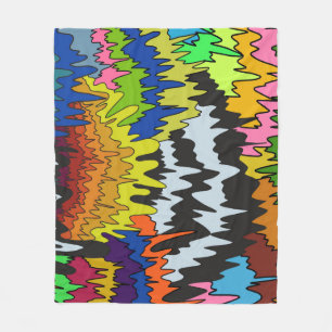 Flüssigkeitstropfen Farbige Groovy-Streifen-Trippy Fleecedecke