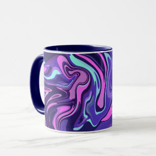 Flüssigkeitswirbel-Design in Lila, Rosa und Blau Tasse