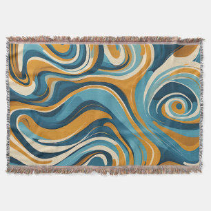 Flüssigkeitswirbel Ocker Blau Trippy Muster Decke