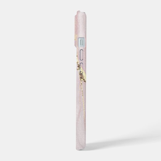 Flüssigmarmor Rosa Gold iPhone 15 Hülle (Linke Seite)