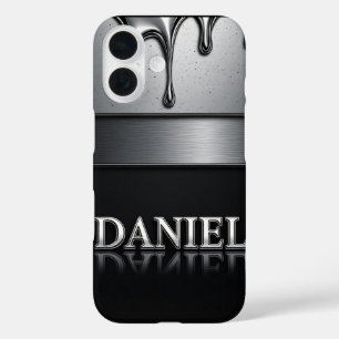 💧 Flüssigmetall “Daniel” Fließend tropfendes Chro iPhone 16 Hülle