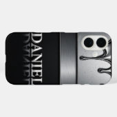 💧 Flüssigmetall “Daniel” Fließend tropfendes Chro Case-Mate iPhone Hülle (Rückseite (Horizontal))