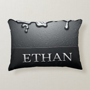 Flüssigmetall Ethan Name Chrom Glanz Drip Dekokissen