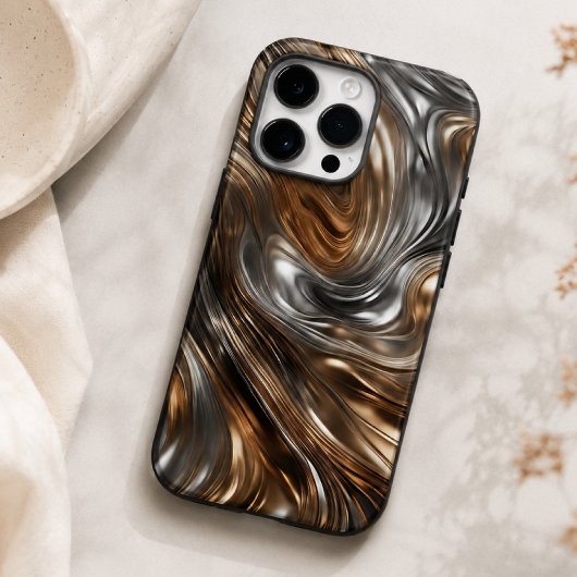 Flüssigmetall Luxe: Abstraktes Silber & Gold Case-Mate iPhone Hülle
