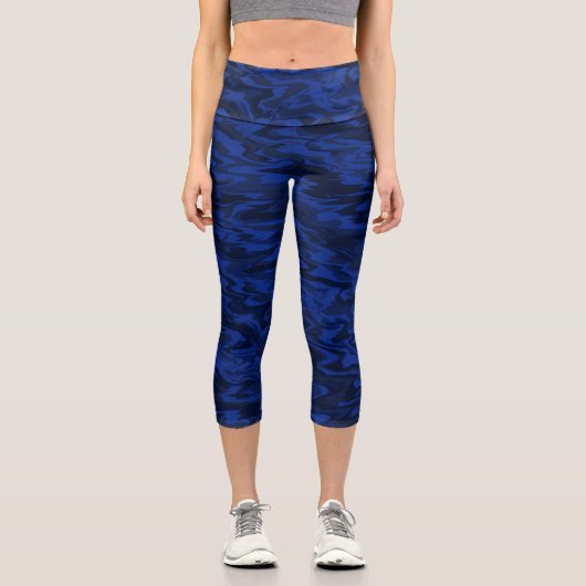 Flüssigwassermuster Capri Leggings (Vorderseite)