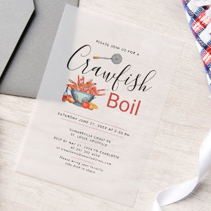 Flusskrebs-Eintopf Familien-Picknick Meeresfrüchte Pergament Einladungen