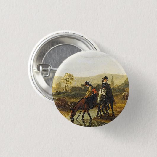 Flusslandschaft mit den Fahrern Aelbert Cuyp Button (Vorne & Hinten)