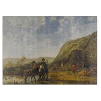 Flusslandschaft mit Reitern, Aelbert Cuyp Schneidebrett