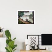 Flusslandschaft mit Schiff Poster (Heimbüro)