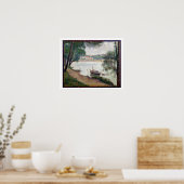 Flusslandschaft mit Schiff Poster (Küche)
