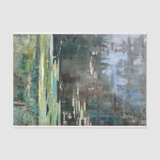 Flusslandschaft mit Wasserlilien von Julia Beck Seidenpapier (Vorderseite)