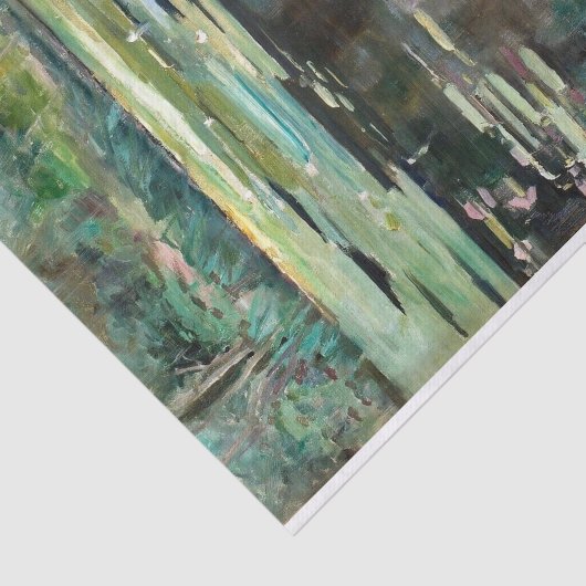 Flusslandschaft mit Wasserlilien von Julia Beck Seidenpapier (Ausschnitt)