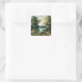 Flusslandschaft Quadratischer Aufkleber (Tasche)