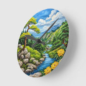 Flusslandschaft Runde Wanduhr (Winkel)