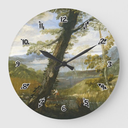 Flusslandschaft von Annibale Carracci Große Wanduhr (Vorderseite)