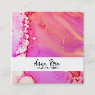 *~* Flussmarmor Fett Abstrakte Bio Wasserfarbe Quadratische Visitenkarte
