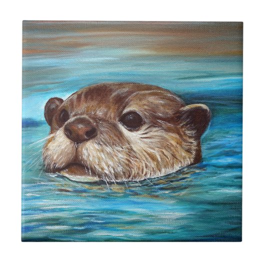 Flussotter-Malerei Fliese (Vorderseite)