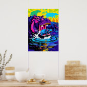 Flusspferd Abstrakte Kunst Poster (Küche)