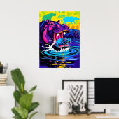 Flusspferd Abstrakte Kunst Poster (Heimbüro)