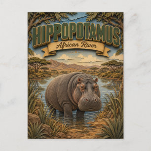 Flusspferd Afrikanischer Fluss POPCUT Postkarte
