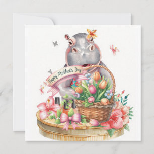 Flusspferd Alles Gute zum Muttertag mit Blumenstra Feiertagskarte