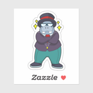 Flusspferd als Bräutigam mit Anzug.PNG Aufkleber