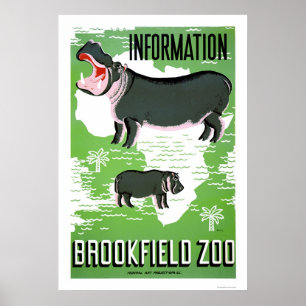 Flusspferd Brookfield Zoo WPA 1938 Poster