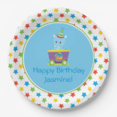 Flusspferd des Zirkus-Zug-| | personalisiert Pappteller (Vorderseite)