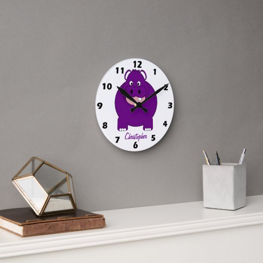 Flusspferd-Design personalisiert Runde Wanduhr (Büro)