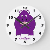 Flusspferd-Design personalisiert Runde Wanduhr (Vorderseite)