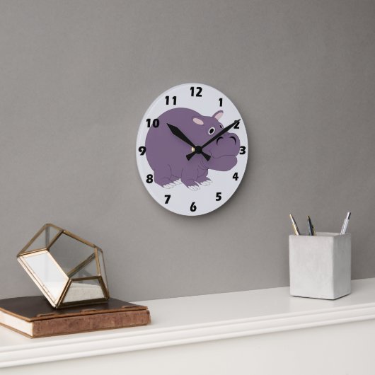 Flusspferd-Design Runde Wanduhr (Büro)